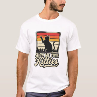 Camiseta Mostre Meus Gatinhos Design Vintage Amante de Gato