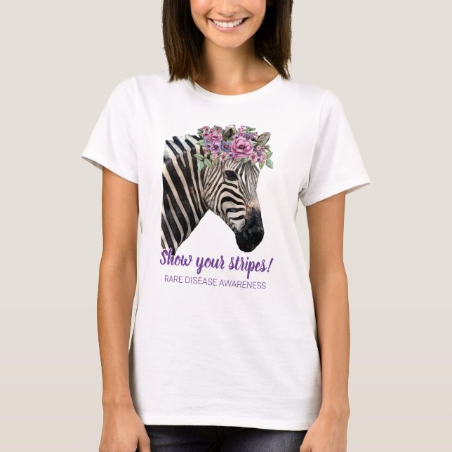Camiseta Mostre suas listras Raras Sensibilização Zebra (Frente)