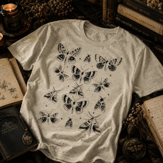 Camiseta Mota Gótica Vintage Esboço Celestial