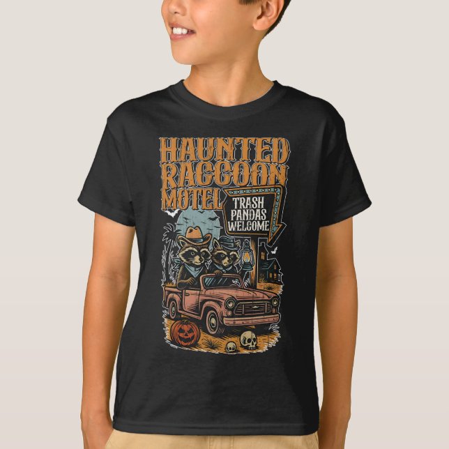Camiseta Motel Haunted Raccoon (Frente)