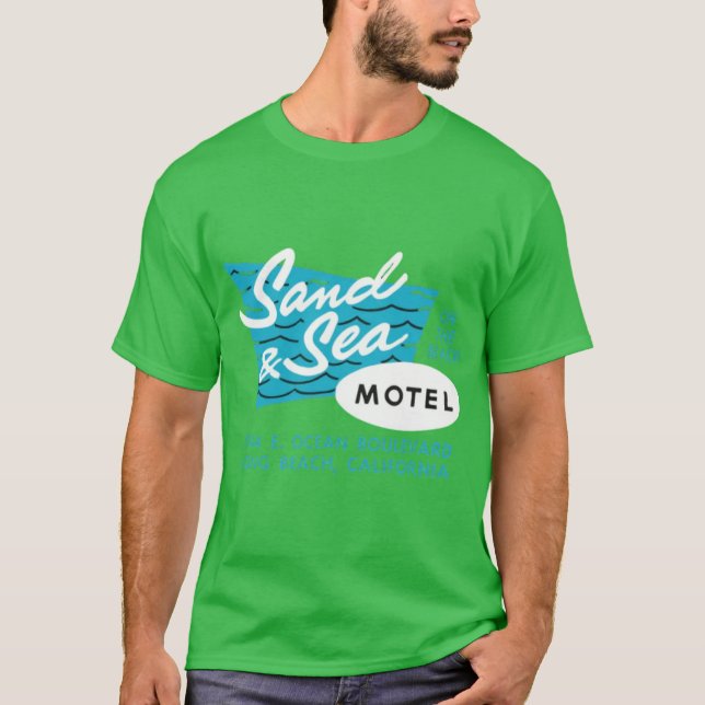 Camiseta Motel Sand & Sea - Long Beach, CA (Frente)