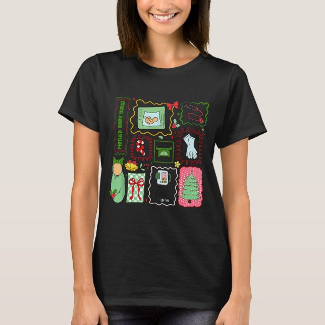 Camiseta Mother Baby Nurse Christmas Stamp Stpartum Materni (Frente)