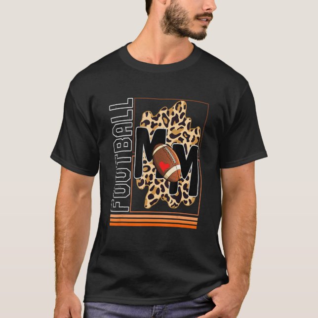 Camiseta Mother Football Soccer Mom Leopard Game Day Mom Ba (Frente)