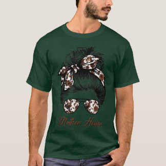 Camiseta Mother Heifer Farmer Mom Cow Messy Bun Hair Bandan