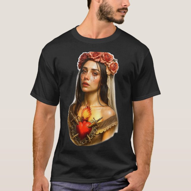 Camiseta Mother Mary Sacred Heart Cry  (Frente)