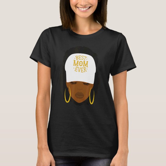 Camiseta Mother's Day Best Mom Ever African American Afro J (Frente)