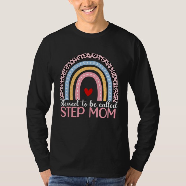 Camiseta Mothers Day Blessed To Be Called Step Mom Rainbow  (Frente)