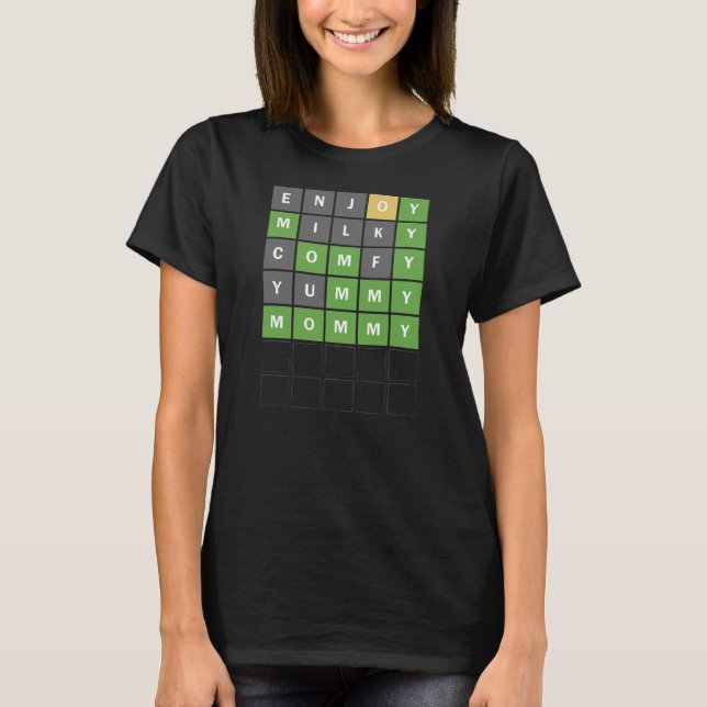 Camiseta Mother's Day Funny New Mom Word Guessing Game (Frente)