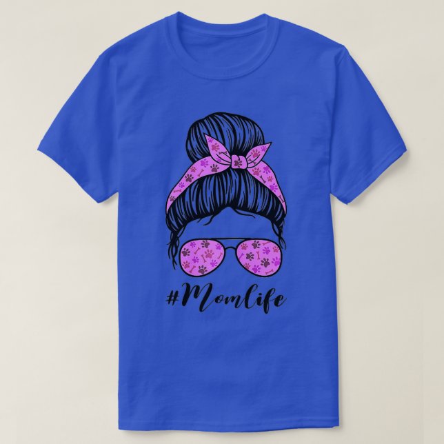 Camiseta Mothers Day Mom Life Bun Hair Sunglasses Dog Lover (Frente do Design)