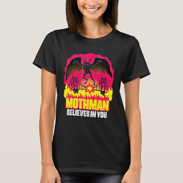 Camiseta Mothman Believes In You Folklore Creepy Cryptid Cr (Frente)