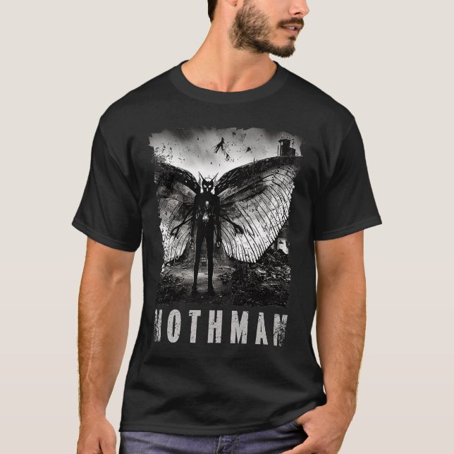 Camiseta Mothman Creepy Photo Cryptid Distress (Frente)