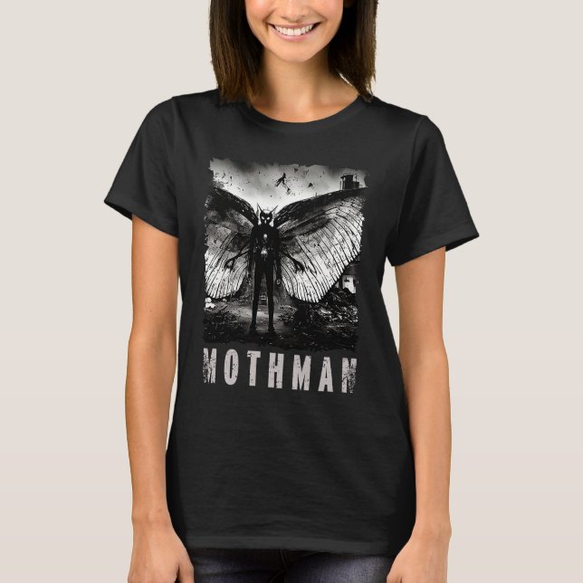 Camiseta Mothman Creepy Photo Cryptid Distressed (Frente)