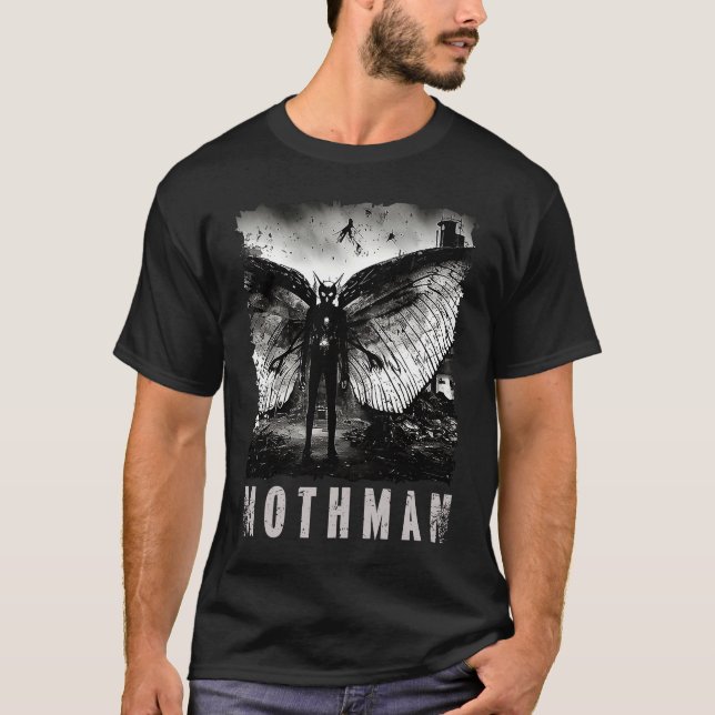 Camiseta Mothman Creepy Photo Cryptid Distressed (Frente)