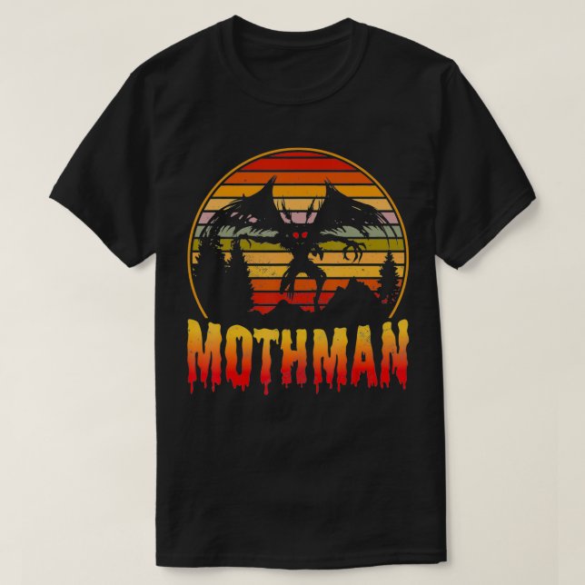 Camiseta Mothman Cryptid Vintage Sunset  (Frente do Design)