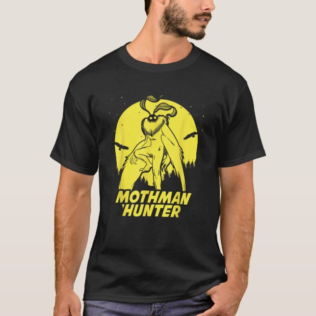 Camiseta Mothman Oculta Cryptid, campeão de caça de busca (Frente)