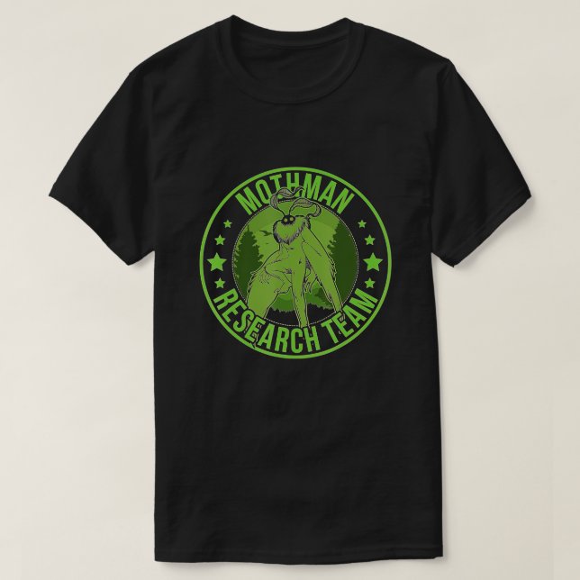 Camiseta Mothman Oculta e busca campeão de pesquisa Cryptid (Frente do Design)