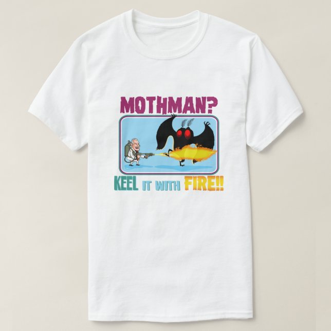 Camiseta Mothman? "Quilha" ele com FOGO!! (Frente do Design)