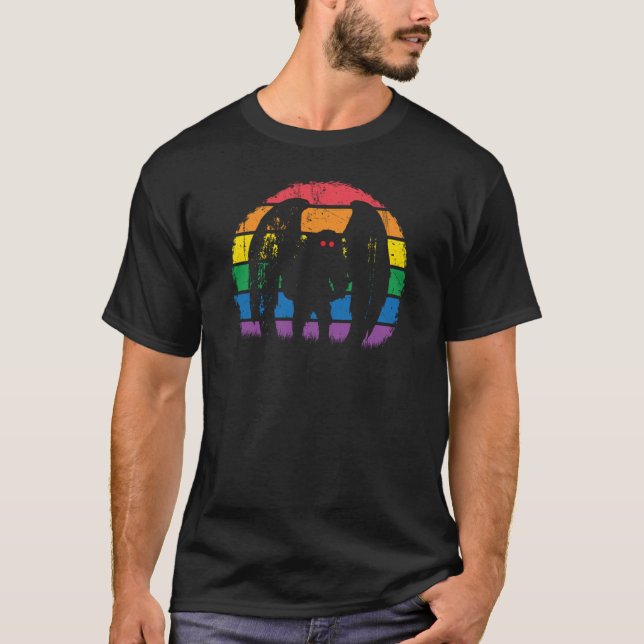 Camiseta Mothman Retro Vintage Rainbow Cryptid Gift vintage (Frente)