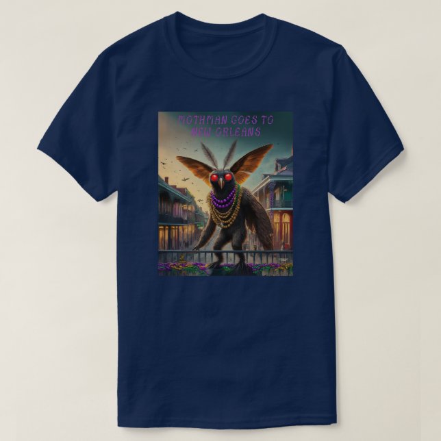 Camiseta Mothman vai a Nova Orleans (Frente do Design)