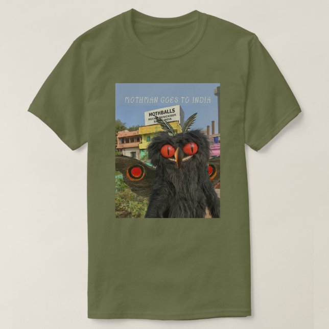 Camiseta Mothman vai para a Índia (Frente do Design)