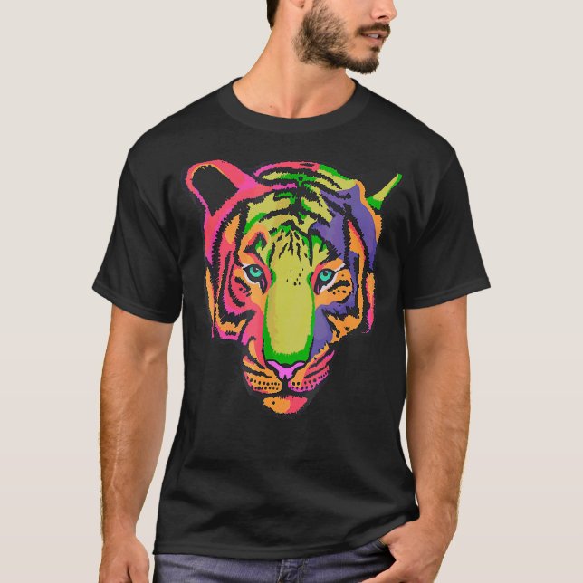 Camiseta Motif animal colorido de homem-Tigre (Frente)