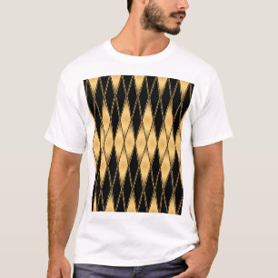Camiseta Motif de diamante: padrão elegante preto-dourado.