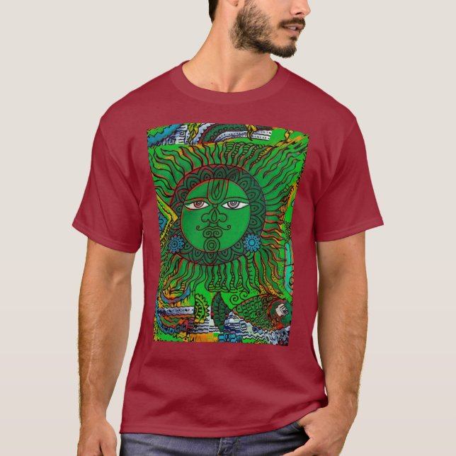 Camiseta Motif de máscara totem maia exclusiva (Frente)