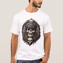 Camiseta Motif do crânio numa paleta monocromática
