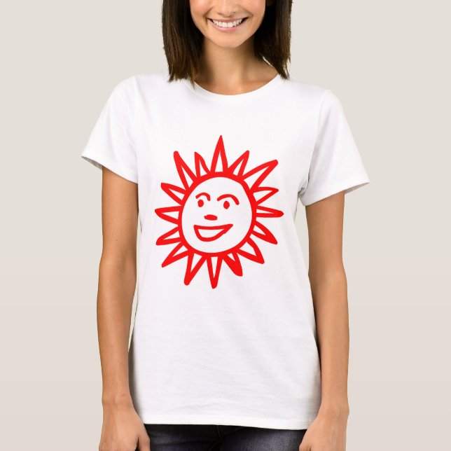 Camiseta Motif Sun desenhado à mão - Vermelho (Frente)