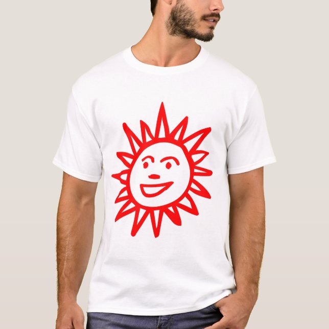 Camiseta Motif Sun desenhado à mão - Vermelho (Frente)