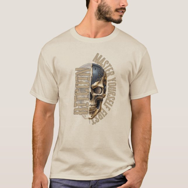 Camiseta Motivação BTC | Crânio | Bitcoin cripto  (Frente)