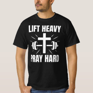 Camiseta Motivação Cristã Levanta Forte Duro de Reze