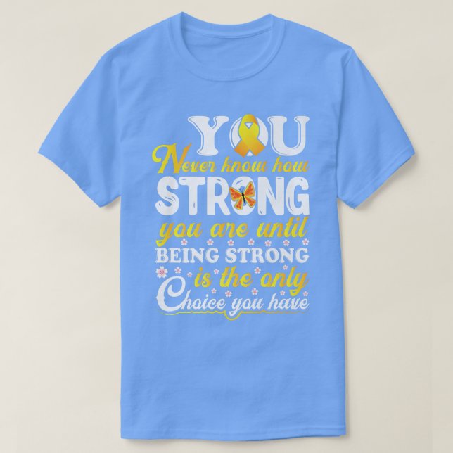 Camiseta Motivação da Consciência do Cancer Infantil Ribbo  (Frente do Design)