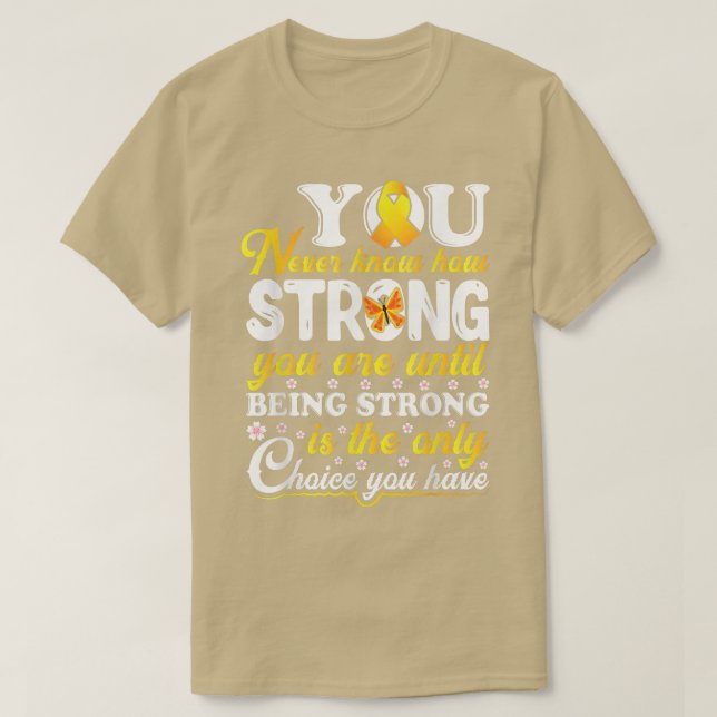 Camiseta Motivação da Consciência do Cancer Infantil Ribbo  (Frente do Design)