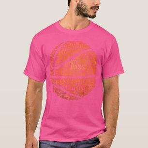 Camiseta Motivação de Nuvem de Palavras de Basquete.