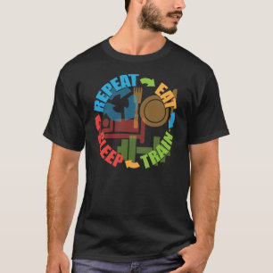 Camiseta Motivação Gym - Comer, Dormir, Comboio, Repetir