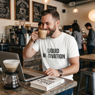 Camiseta Motivação Líquida Viciado em Cafeína Moderno 