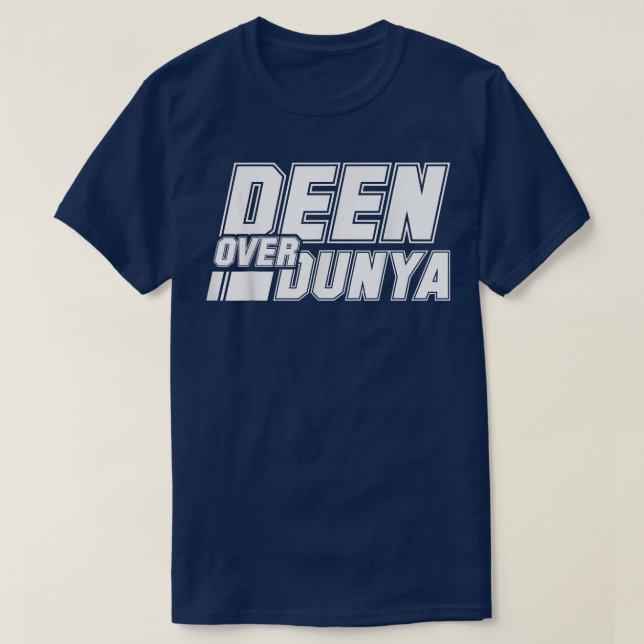 Camiseta Motivação Muçulmana Dizendo Citação Islâmica Deen  (Frente do Design)
