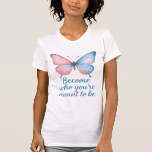 Camiseta Motivacional de Borboleta em Aquarela