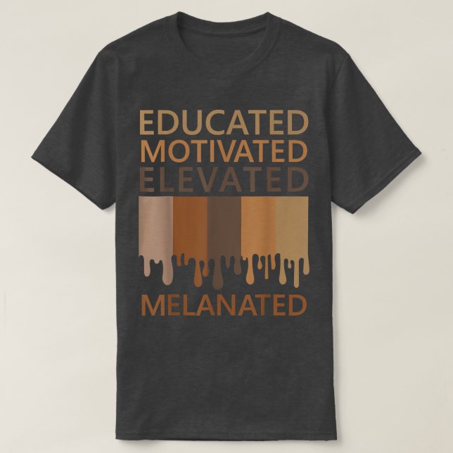 Camiseta Motivado Elevado Educado Melanizado  (Frente do Design)