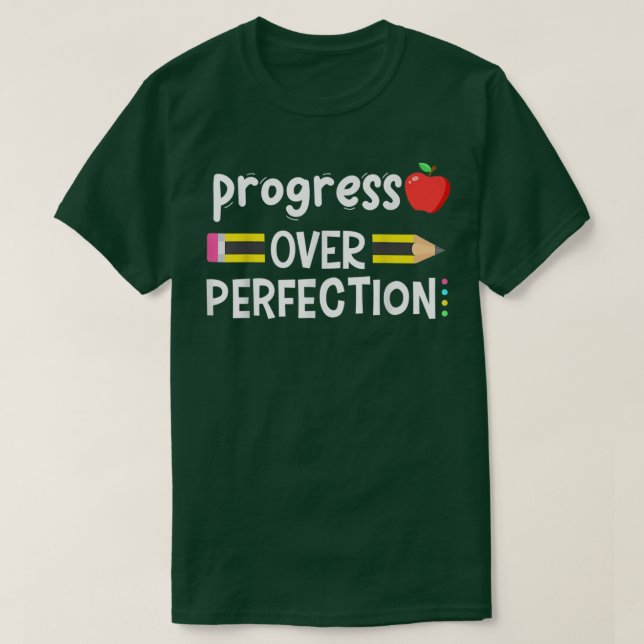 Camiseta Motivational Progress Over Perfection back to Scho (Frente do Design)