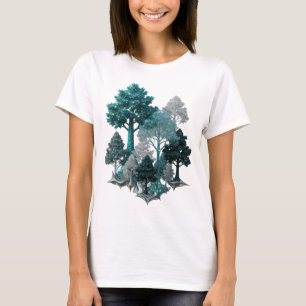 Camiseta Motivo Artístico Árvores Invisíveis em Prata Limpa