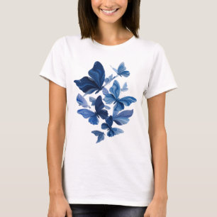 Camiseta Motivo Artístico Azul Tendência BORBOLETAS AZUIS