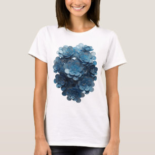 Camiseta Motivo Artístico Clássico em Prata FLORAL DE PEDRA