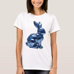 Camiseta Motivo Artístico Coelho Azul Prata Moderno