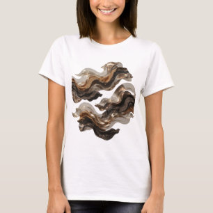 Camiseta Motivo Artístico de ARTE ABSTRATA Dourado Esbelto