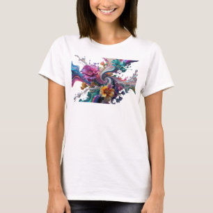 Camiseta Motivo Artístico de ARTE ABSTRATA Prateado Ousado