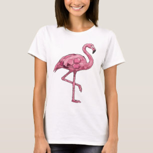 Camiseta Motivo Artístico de Flamingo Rosa Clássico