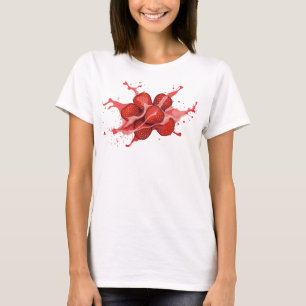 Camiseta Motivo Artístico de Morangos Abstratos Vermelhos D