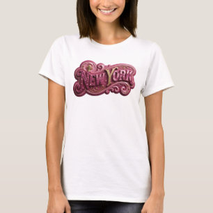 Camiseta Motivo Artístico de Ouro Divertido NEW YORK